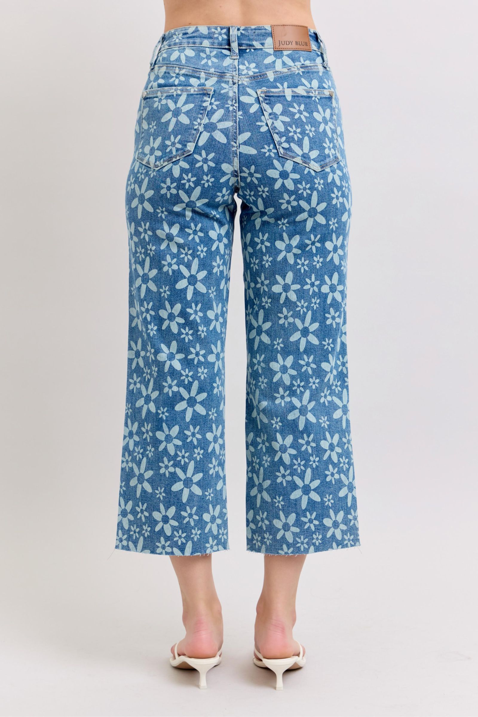 Judy Blue High Waist Flower Print Crop Jean