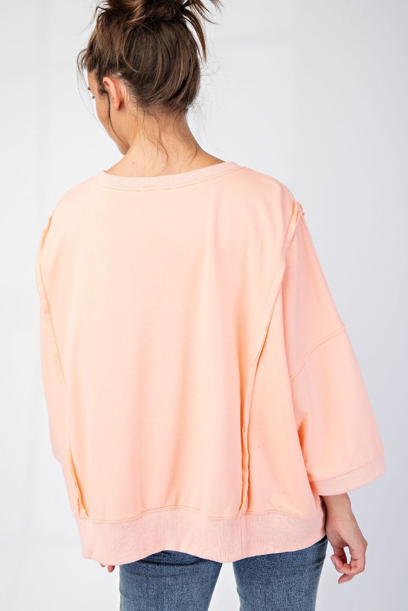 Apricot Love Patch Washed Terry Knit Pullover