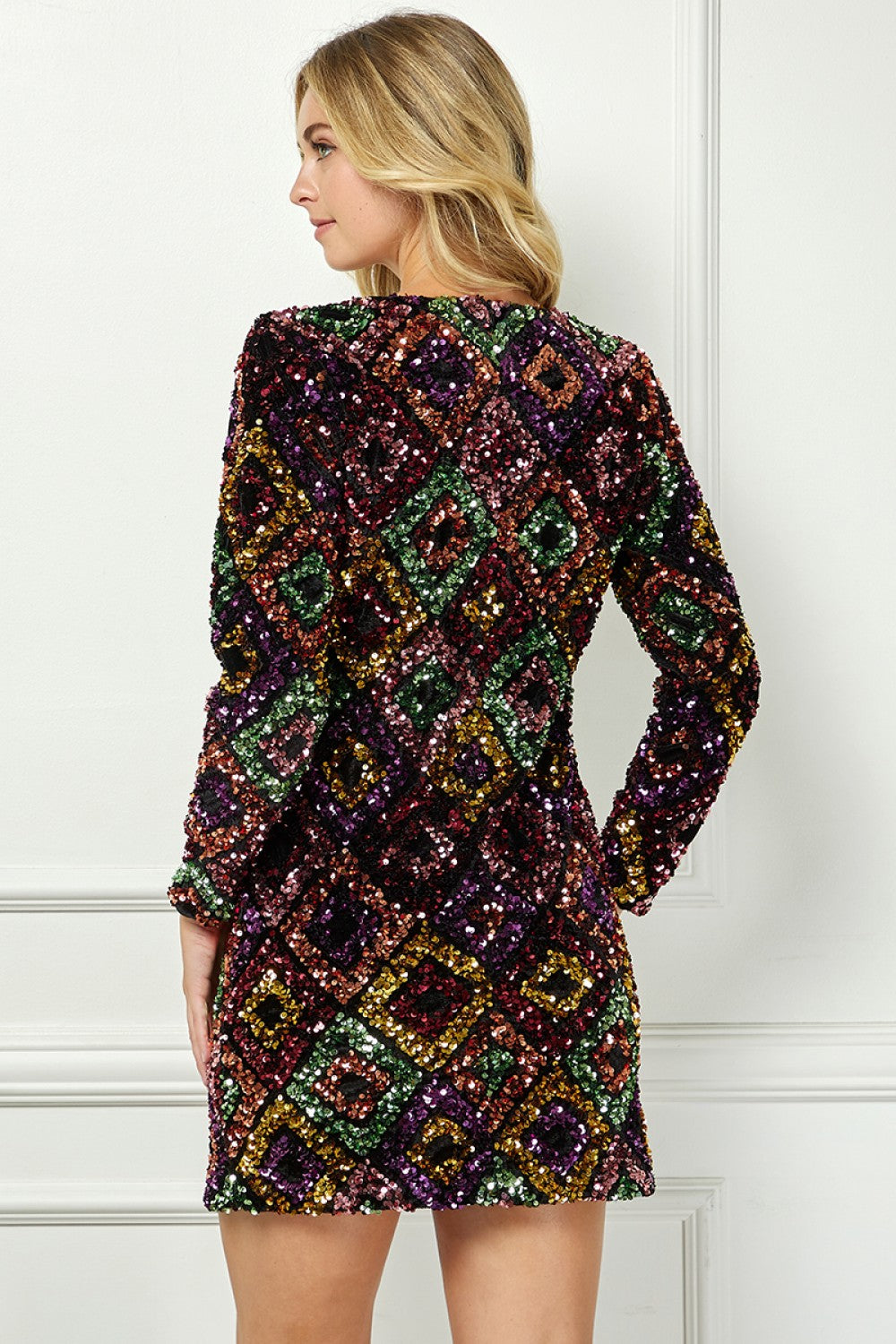 Jewel Tones All Over Sequin Mini Dress