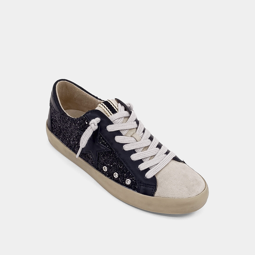 Paula Black Shimmer Sneaker by SHU SHOP