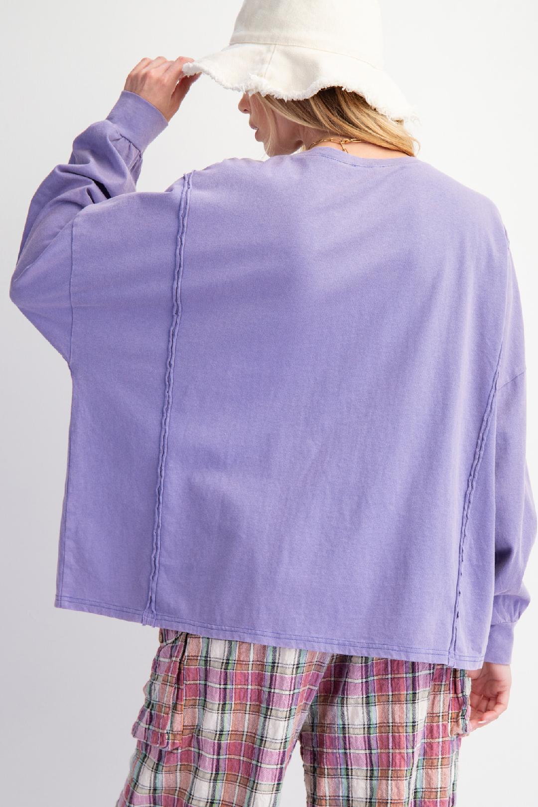 Lilac Heart Patch Mineral Washed Pullover