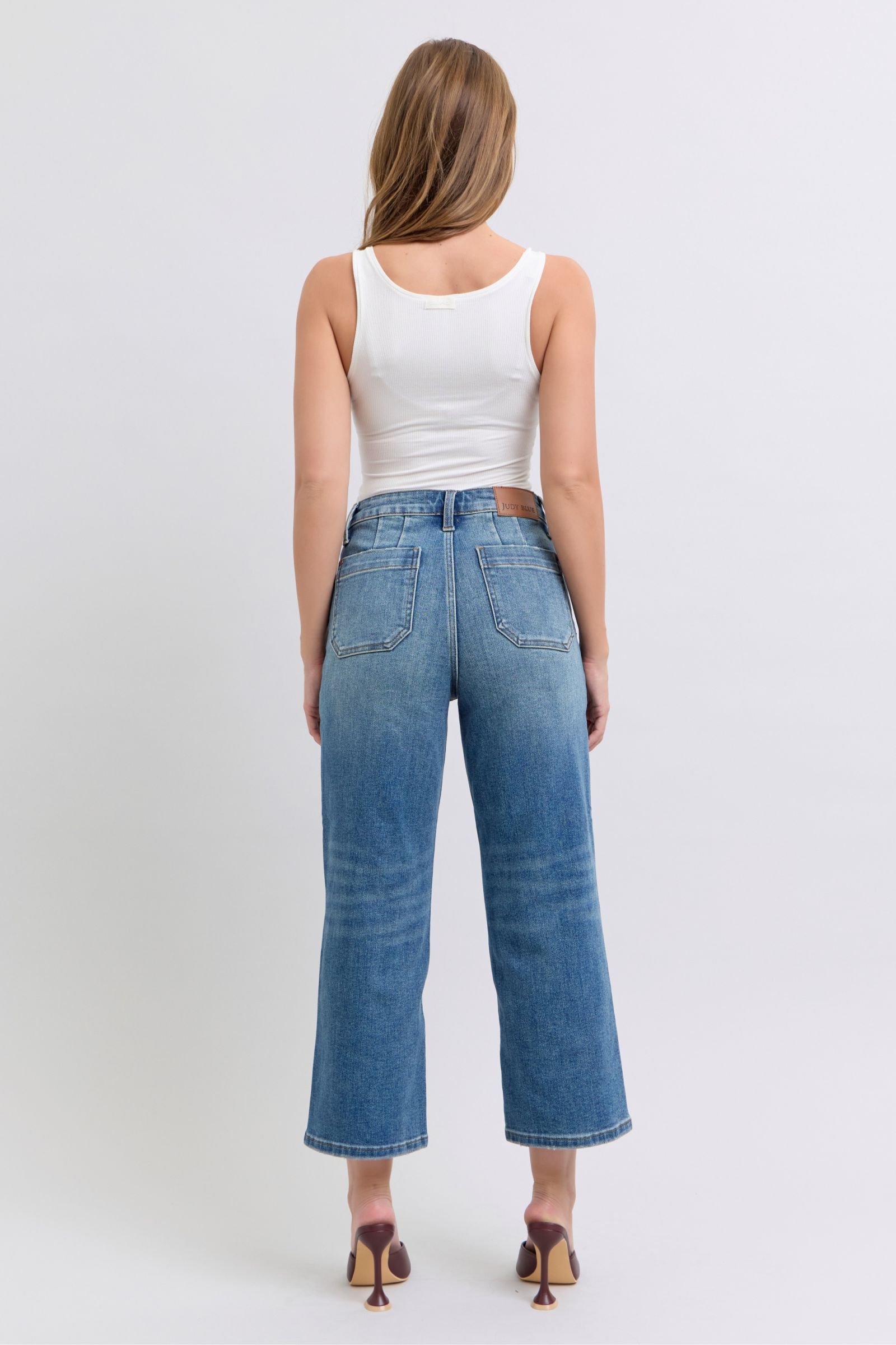 Judy Blue High Waist Utility Pockets Wide Leg Crop