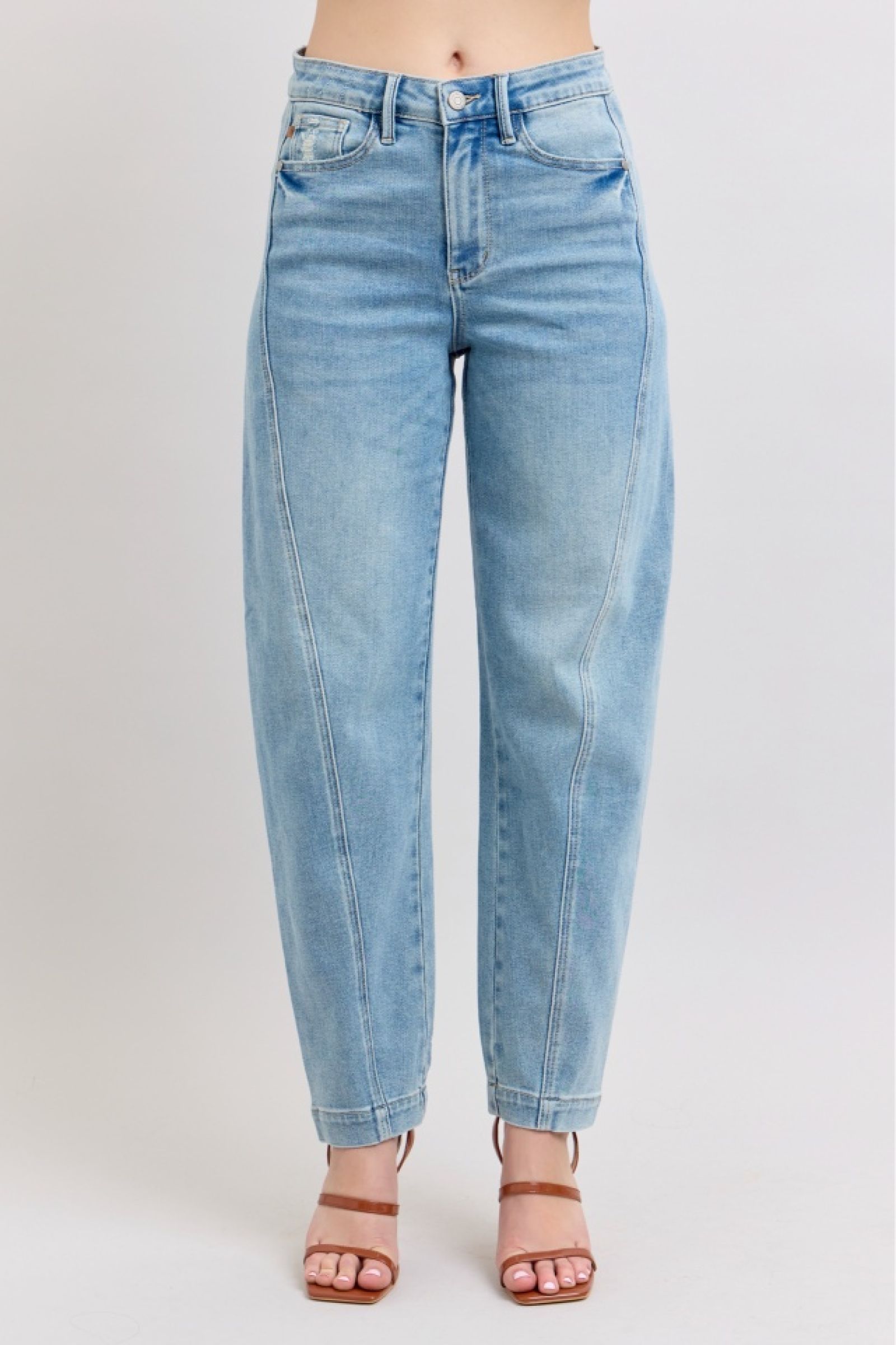 Judy Blue High Waist Side Panel Barrel Leg Jeans