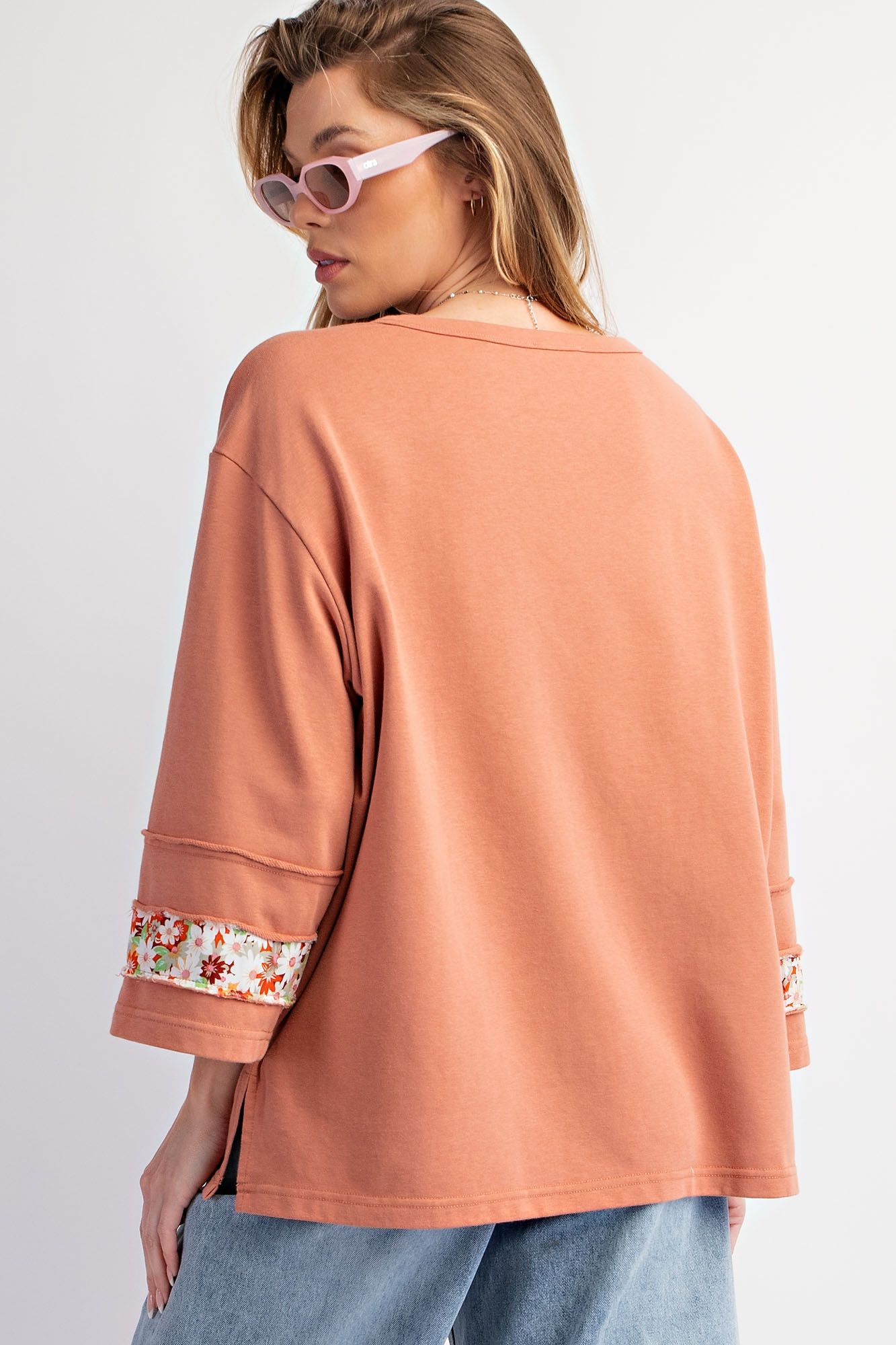 Chai Latte Flower Patch Terry Knit Top