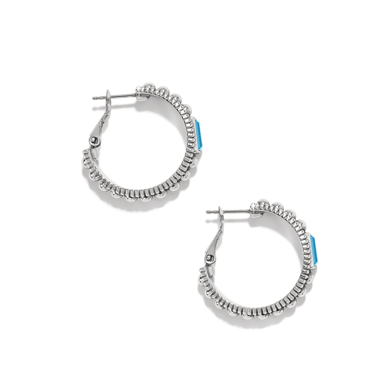 Pretty Tough Gem Hoop Earrings/Aqua