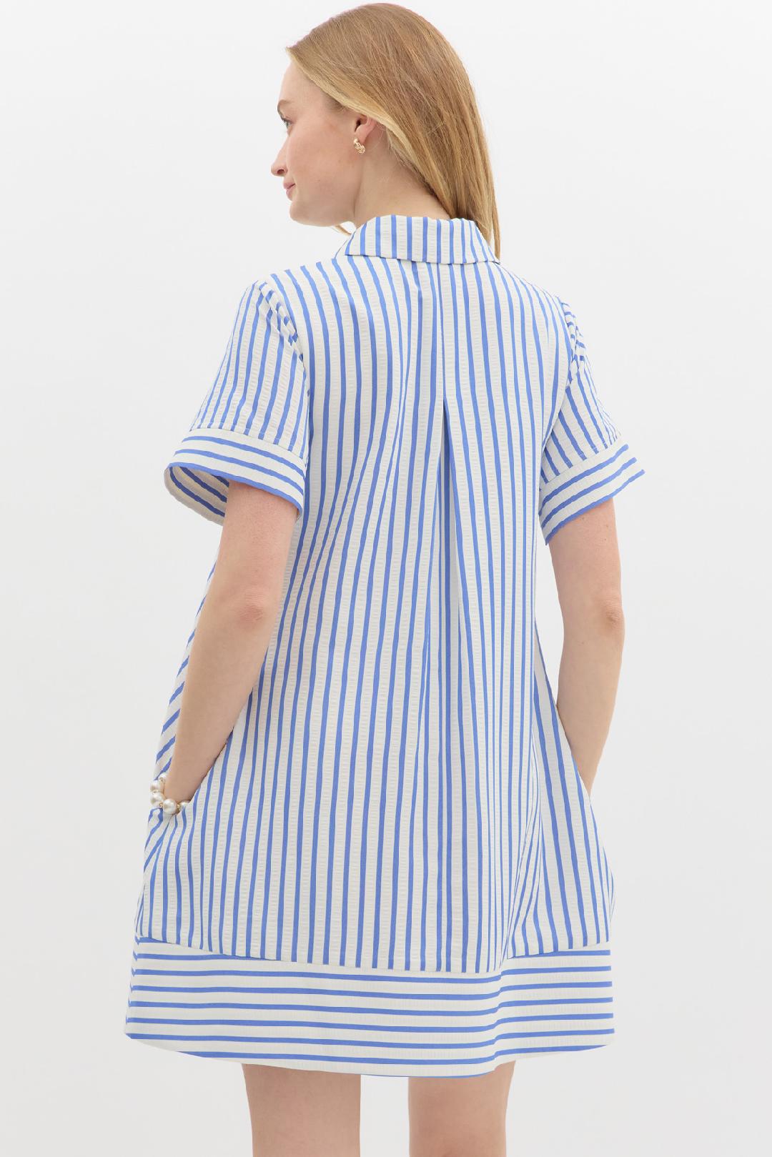 Blue & White Striped Mini Dress