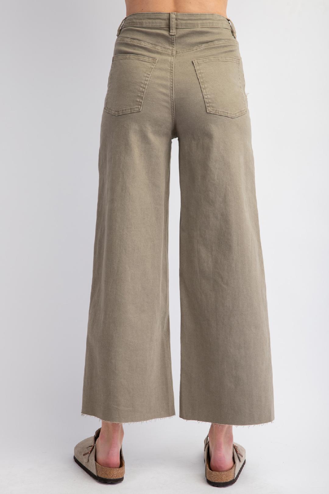 Olive Heart Patch Stretch Twill Pants