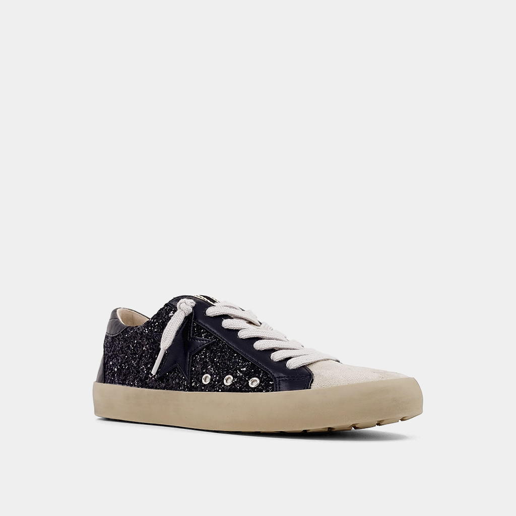 Paula Black Shimmer Sneaker by SHU SHOP