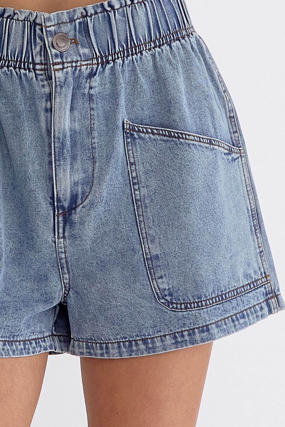 Light Denim High Waisted Shorts