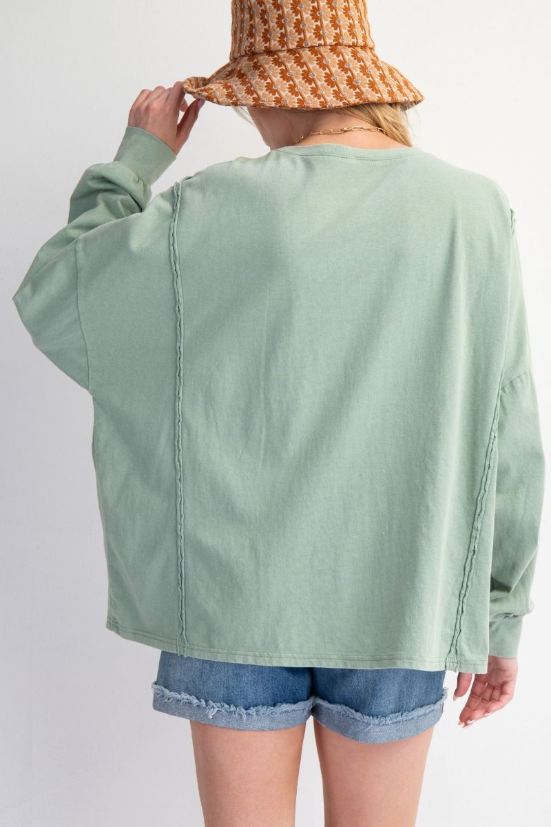 Sage Heart Patch Mineral Washed Pullover