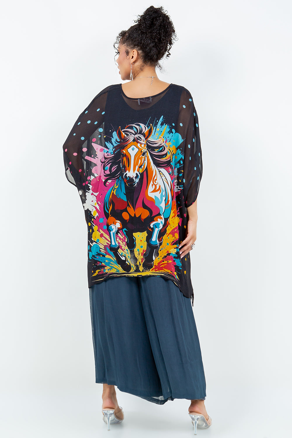 Vibrant Race Horse Reversible Cover Up Top