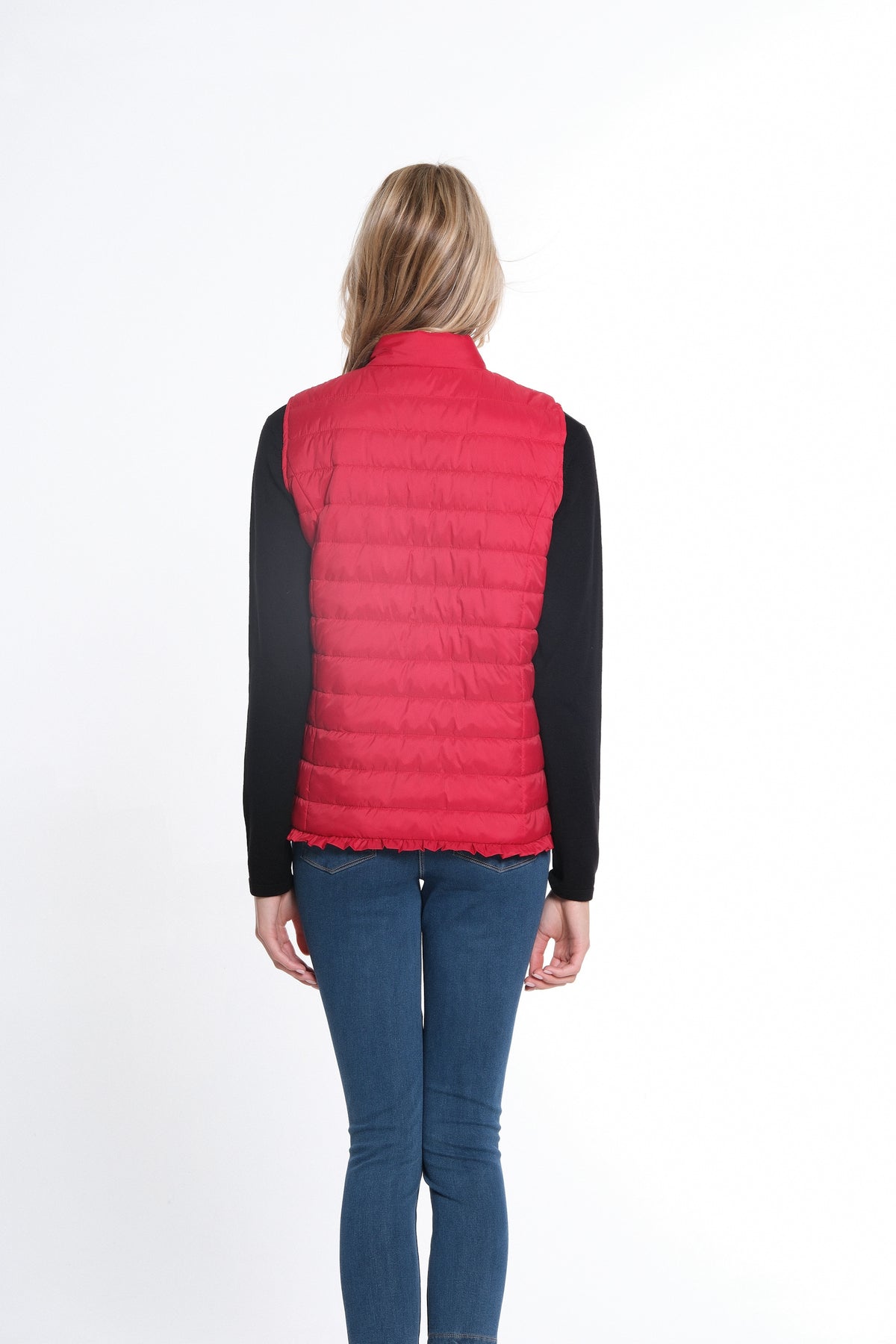 Vivent Red Zip Thru Collar Quilted Vest