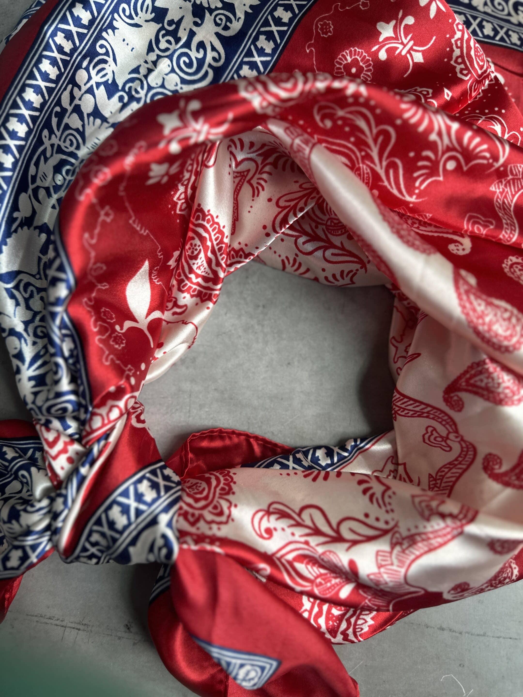 Red White and Blue Bandana Silk Wild Rag