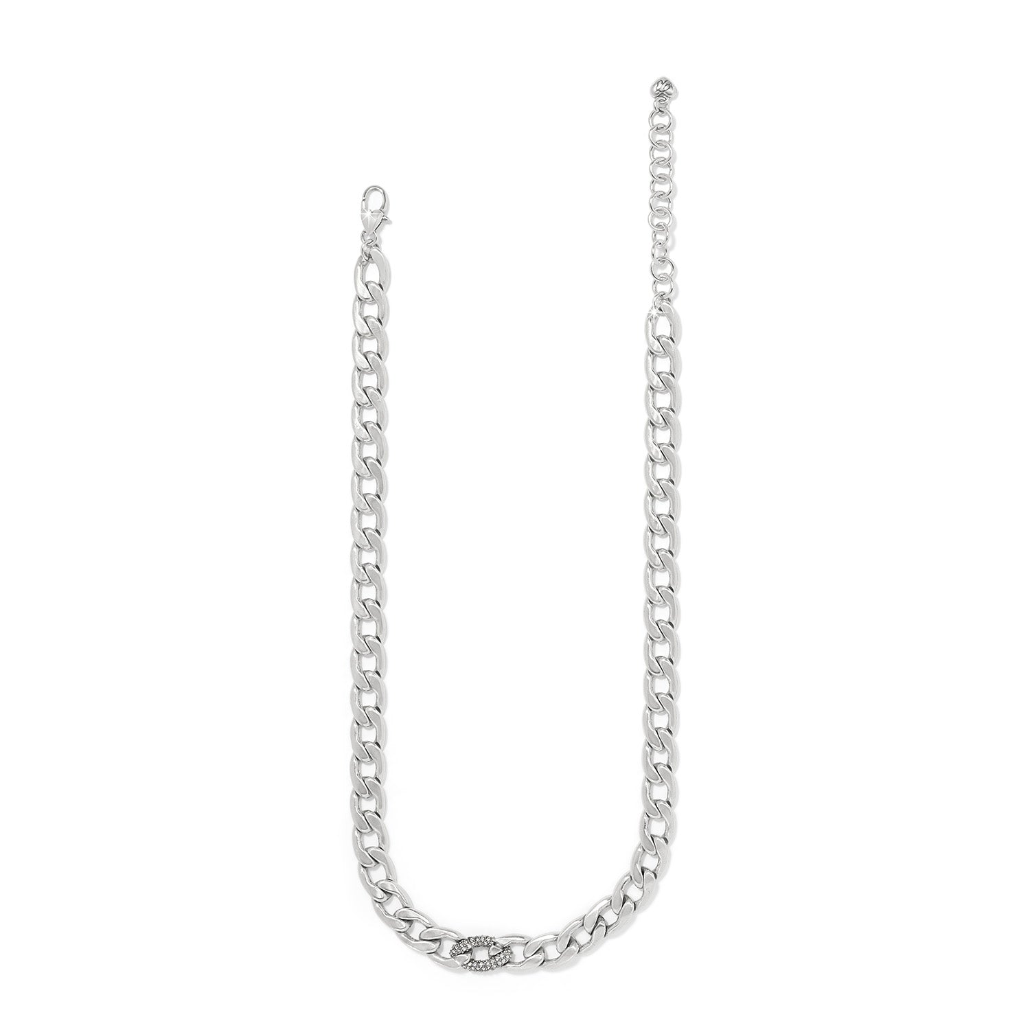 Cleo Pave Link Necklace/Silver