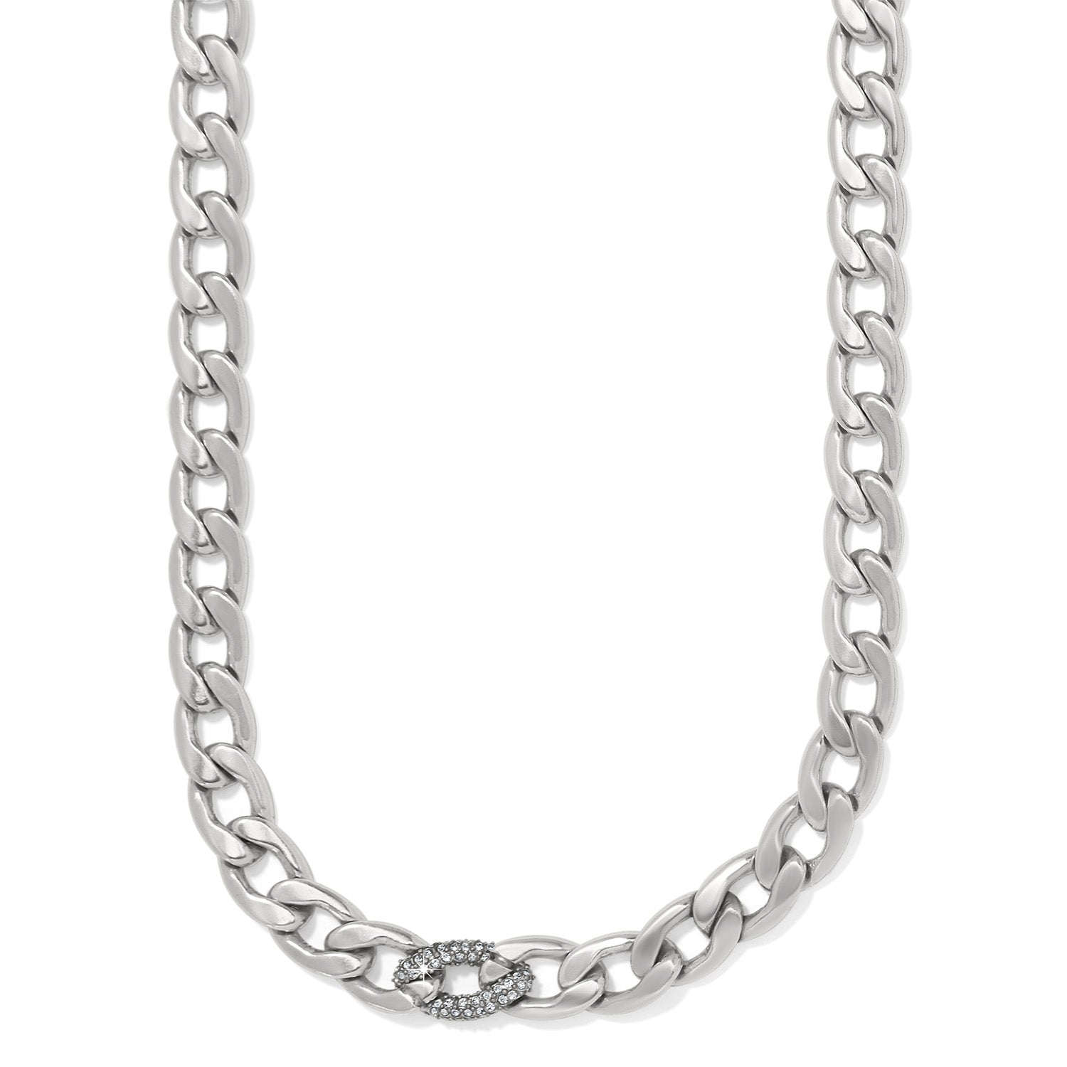 Cleo Pave Link Necklace/Silver