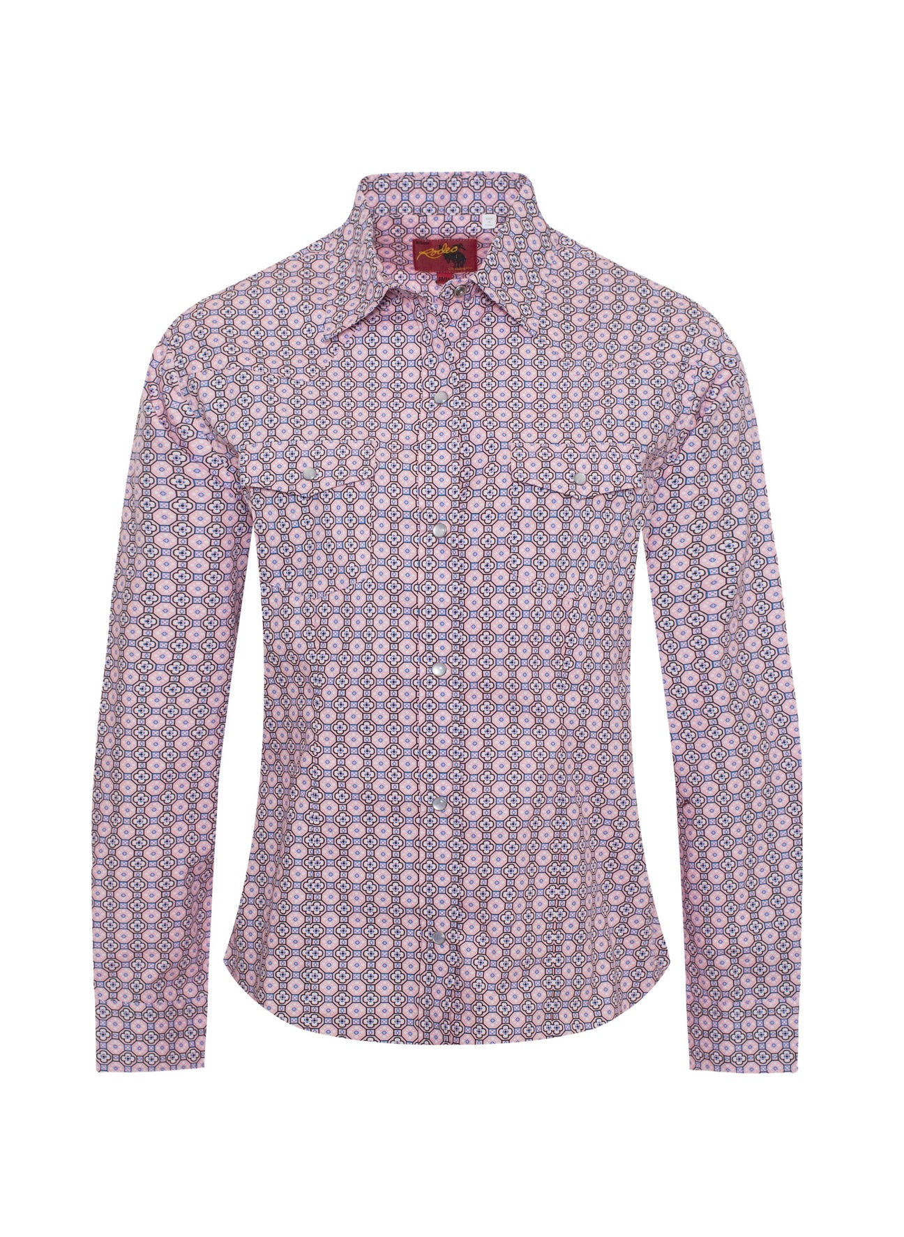 Ladies Light Pink w/ Geometric Pattern Western Shirt