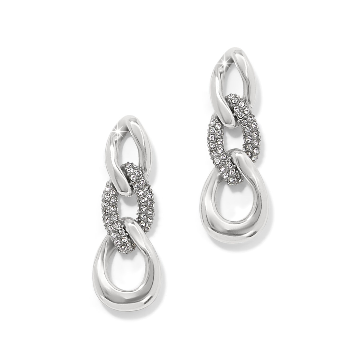 Cleo Pave Link Post Drop Earrings/Silver