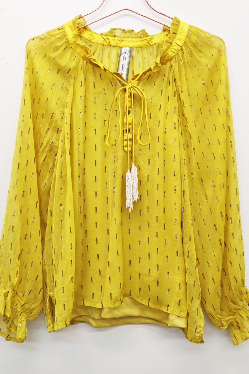 Vibrant Mustard Yellow Maven Blouse by Arrata