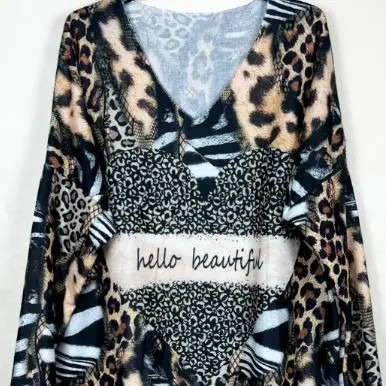 Hello Beautiful Cozy Animal Print Sweater