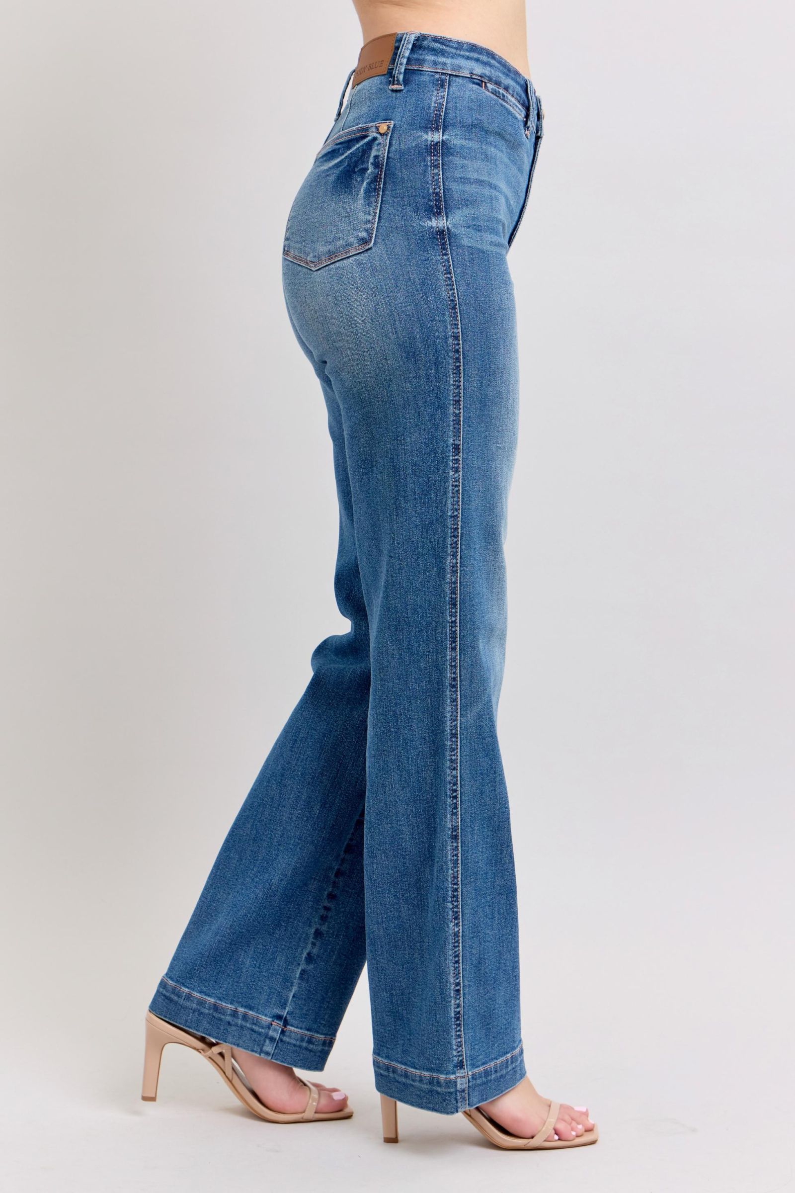 Judy Blue High Waist Contrast Thread Straight Jeans