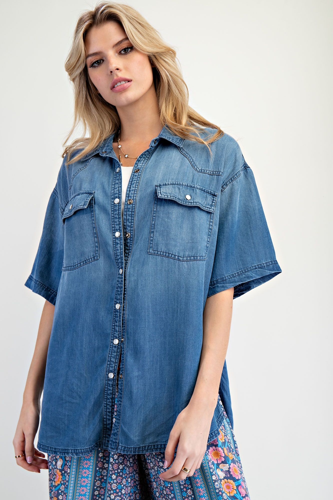 Washed Denim Relaxed Fit Shirt