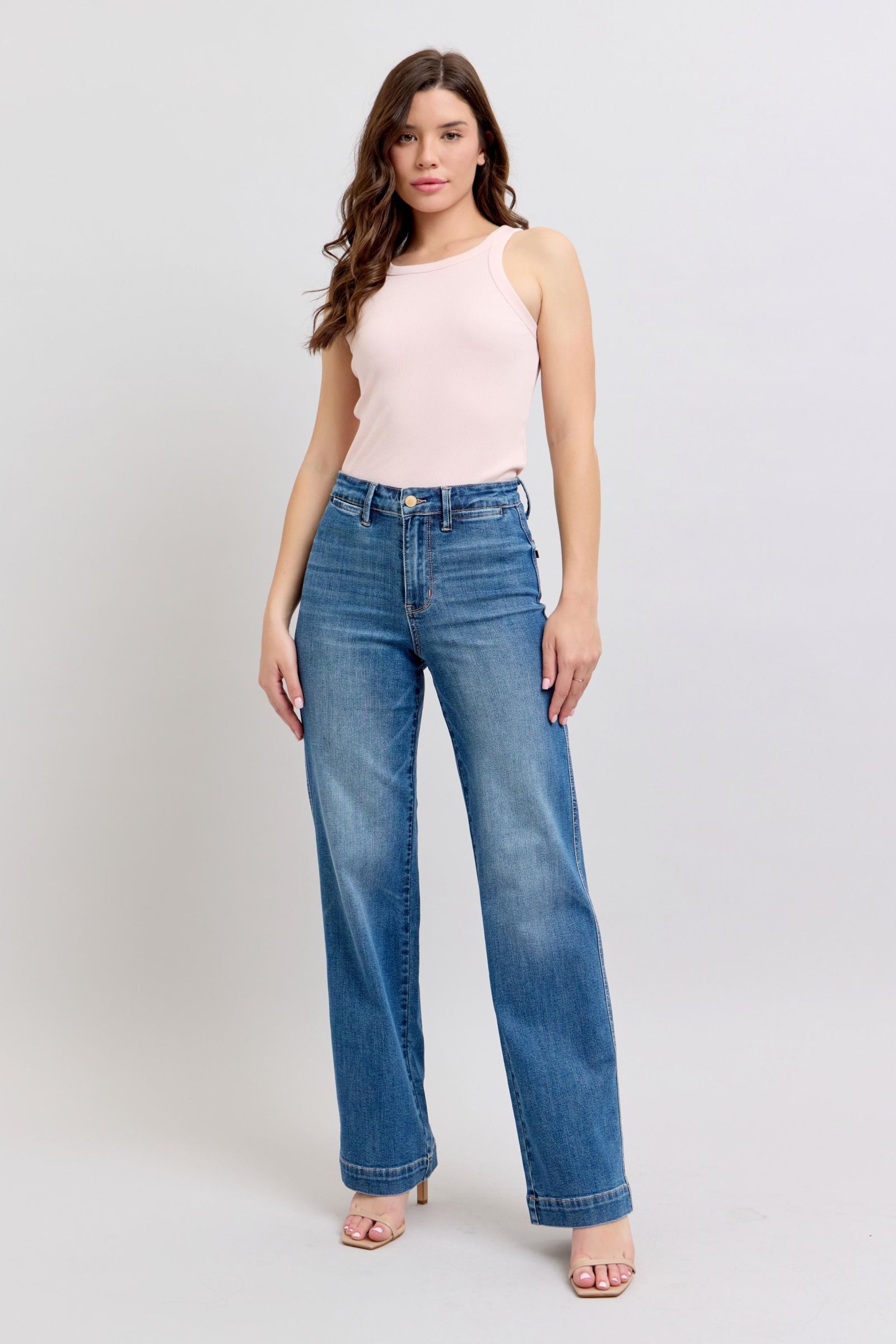 Judy Blue High Waist Contrast Thread Straight Jeans