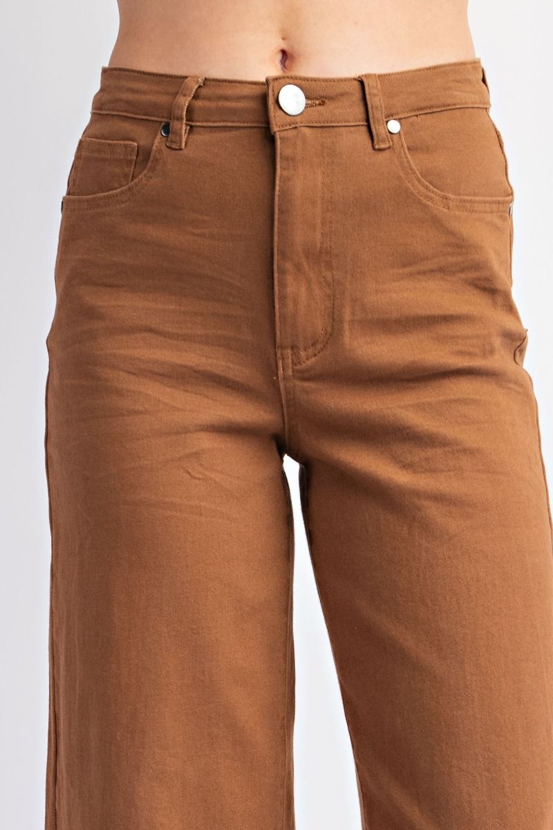 Coffee Brown Soft Stretch Twill High Waisted Pants