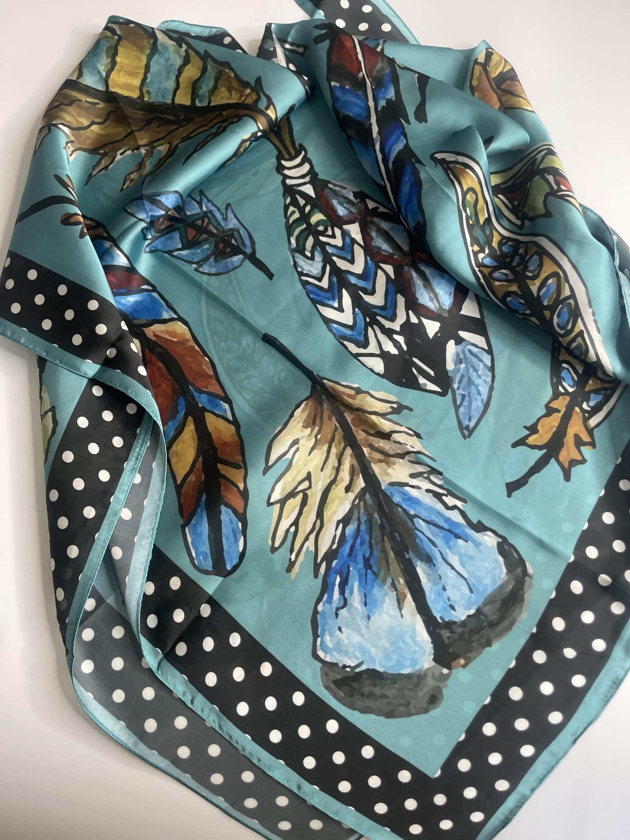 Feather Blues Silk Wild Rag