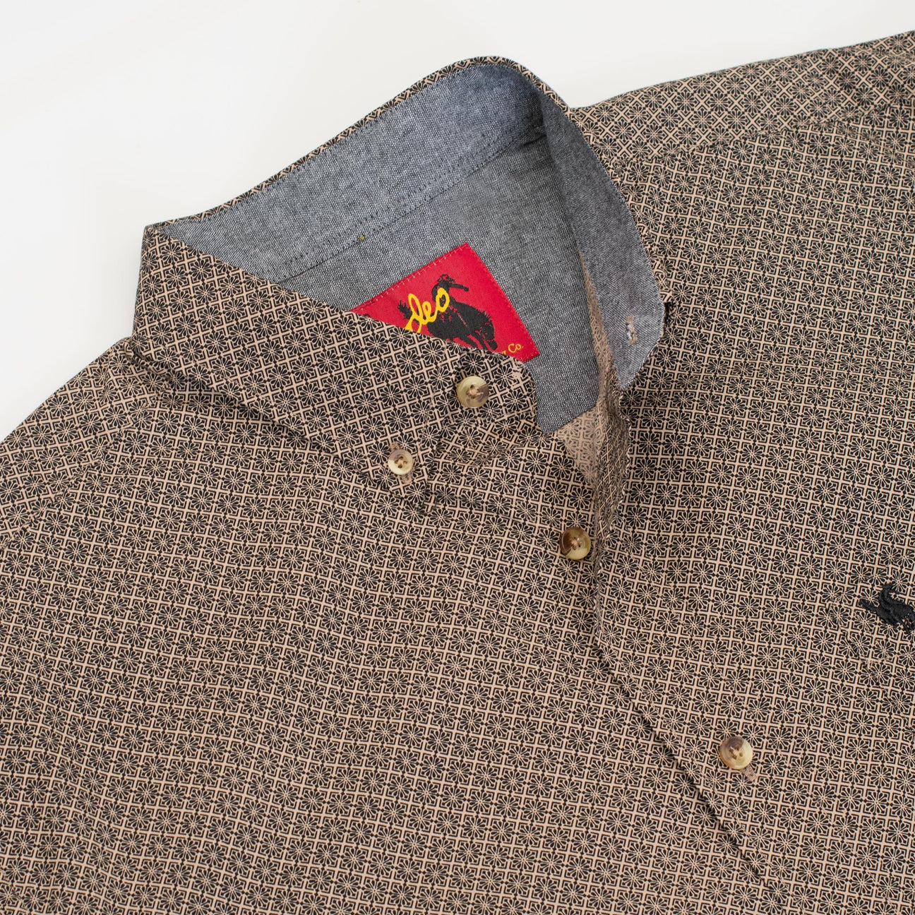 Men's Taupe Diamond Pattern  Poplin Shirt