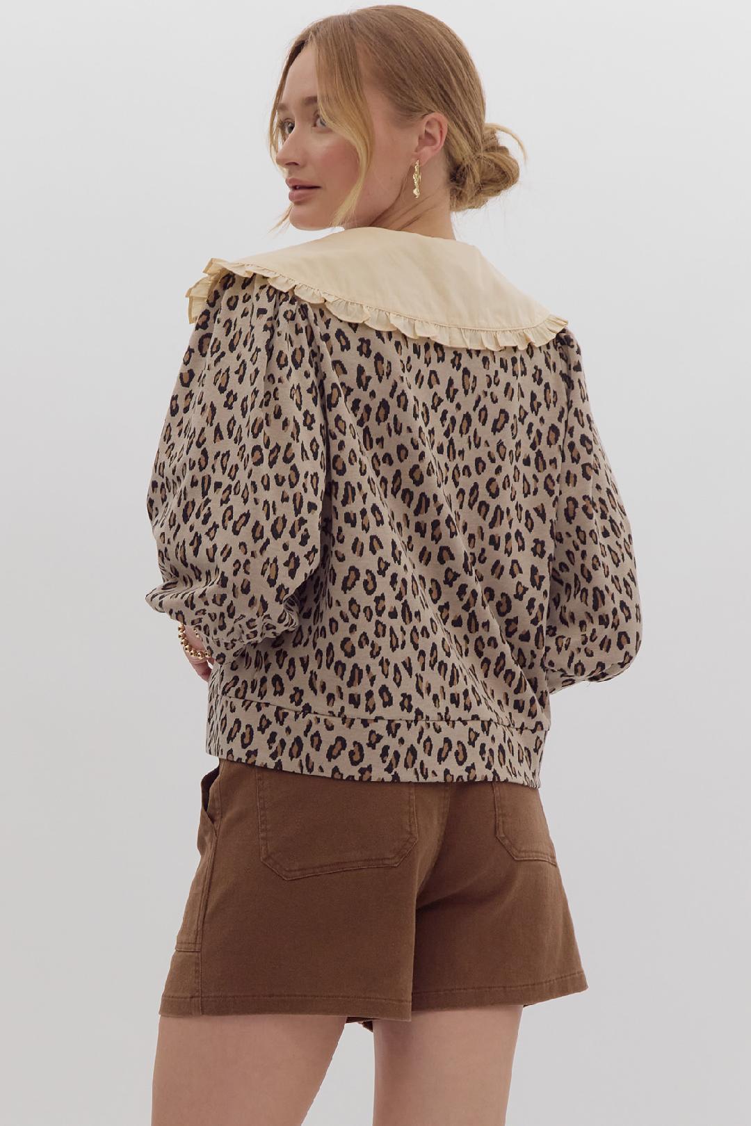 Tan Leopard Print Top w/ Ecru Over