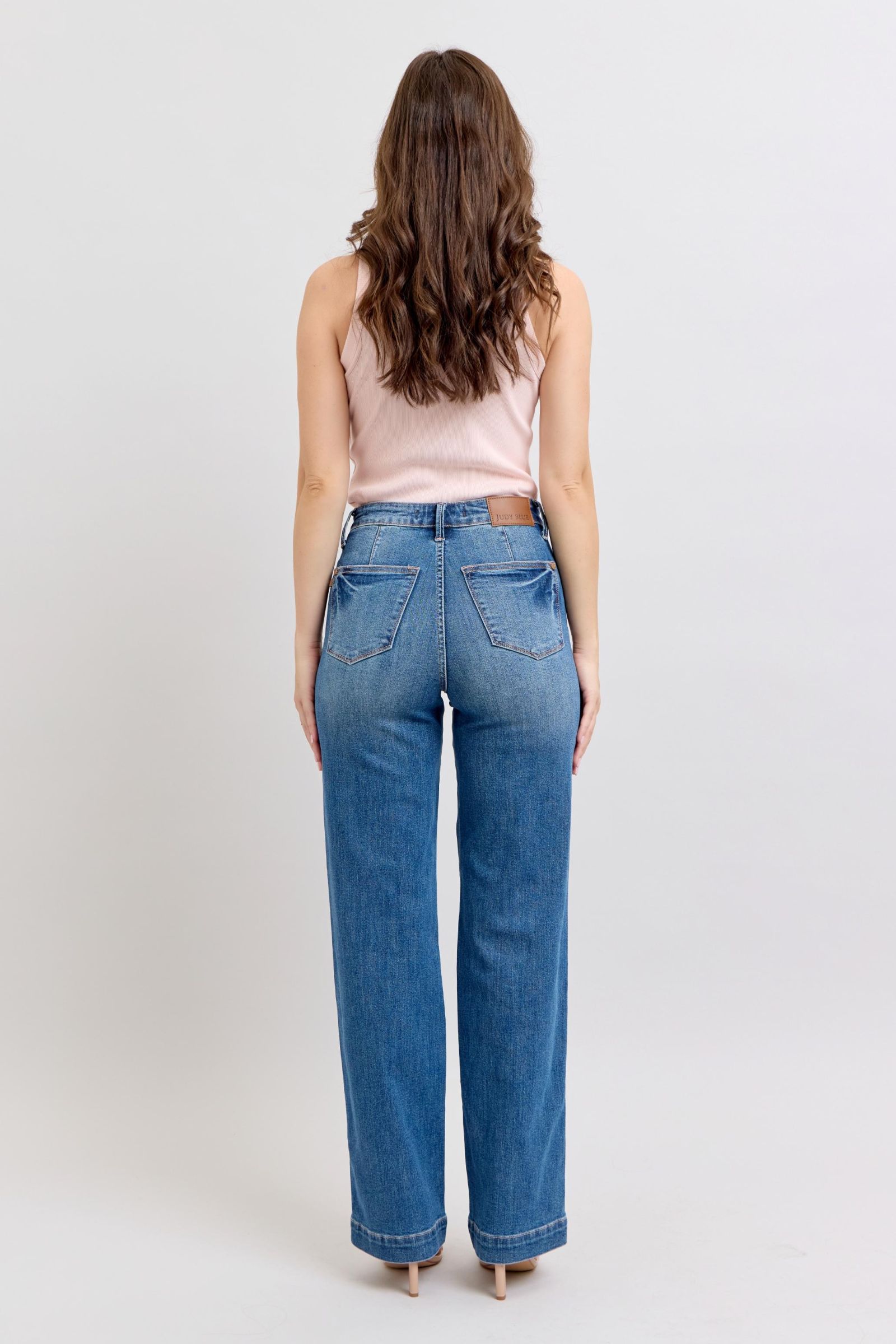 Judy Blue High Waist Contrast Thread Straight Jeans