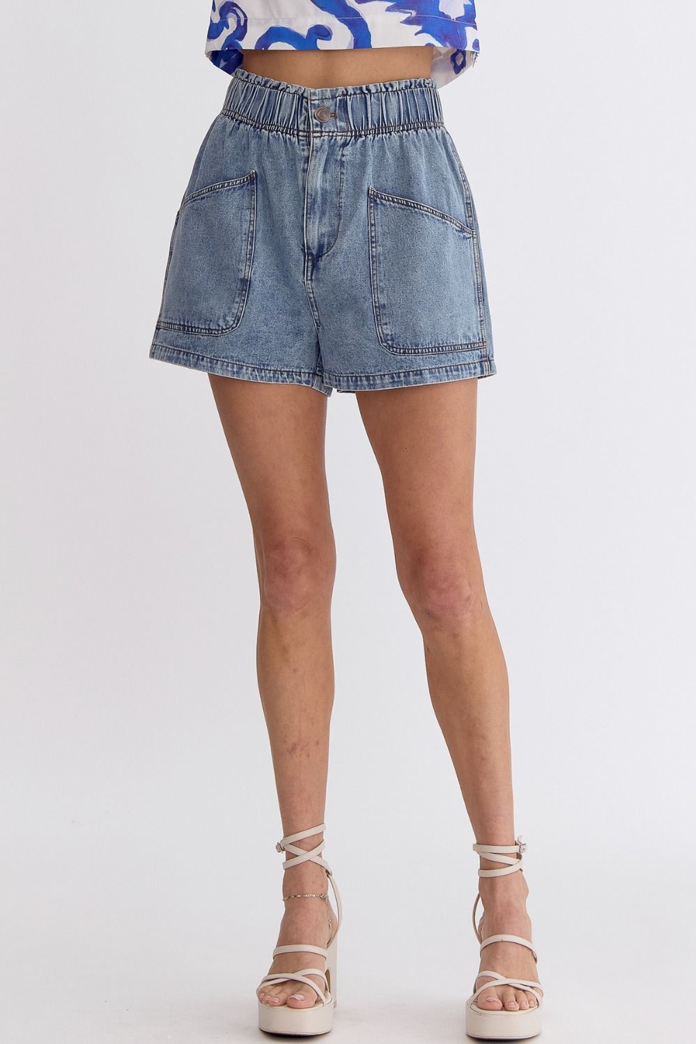 Light Denim High Waisted Shorts