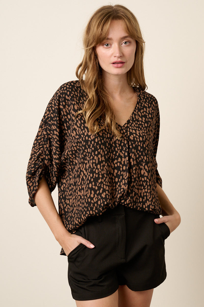 Black & Brown Animal Print Top