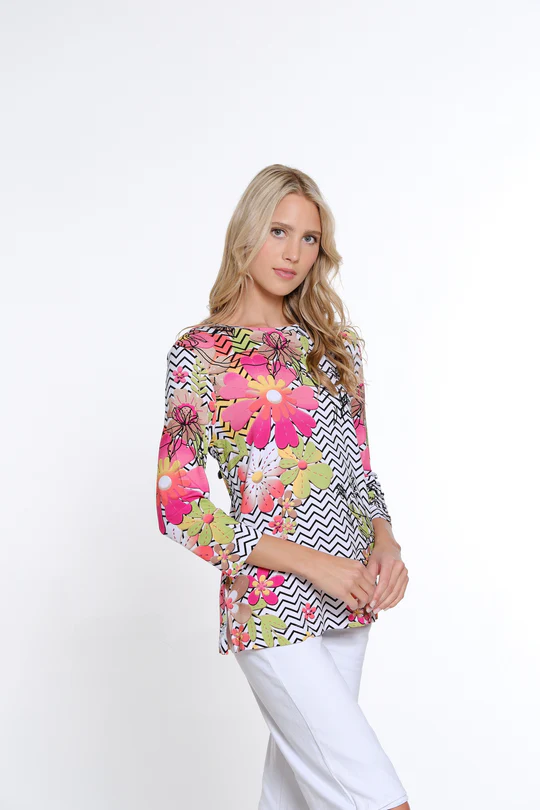 Embellished Print Knit Top by Multiples