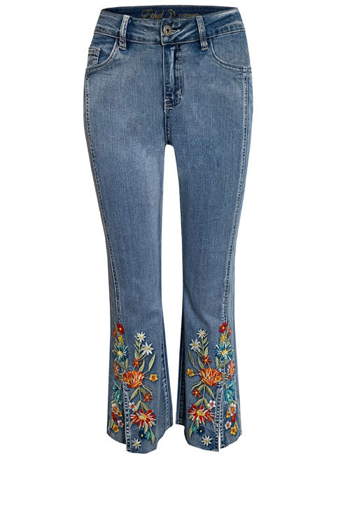 Come to My Garden Embroidered Jeans by Ethyl