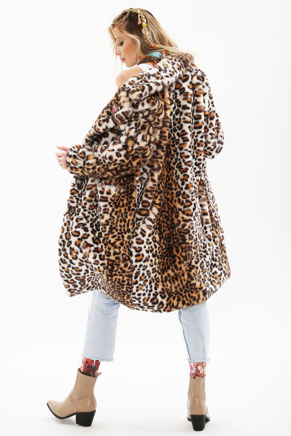 Buy Boulevard East Faux Leopard Print Fur Coat!Worn once! Size Large