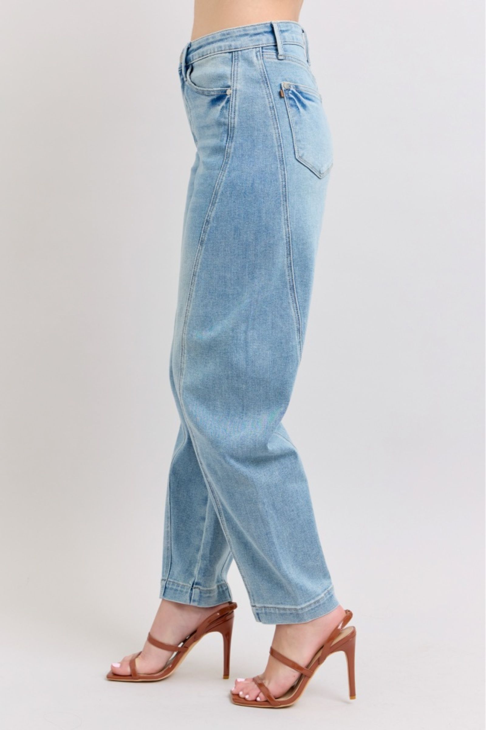 Judy Blue High Waist Side Panel Barrel Leg Jeans