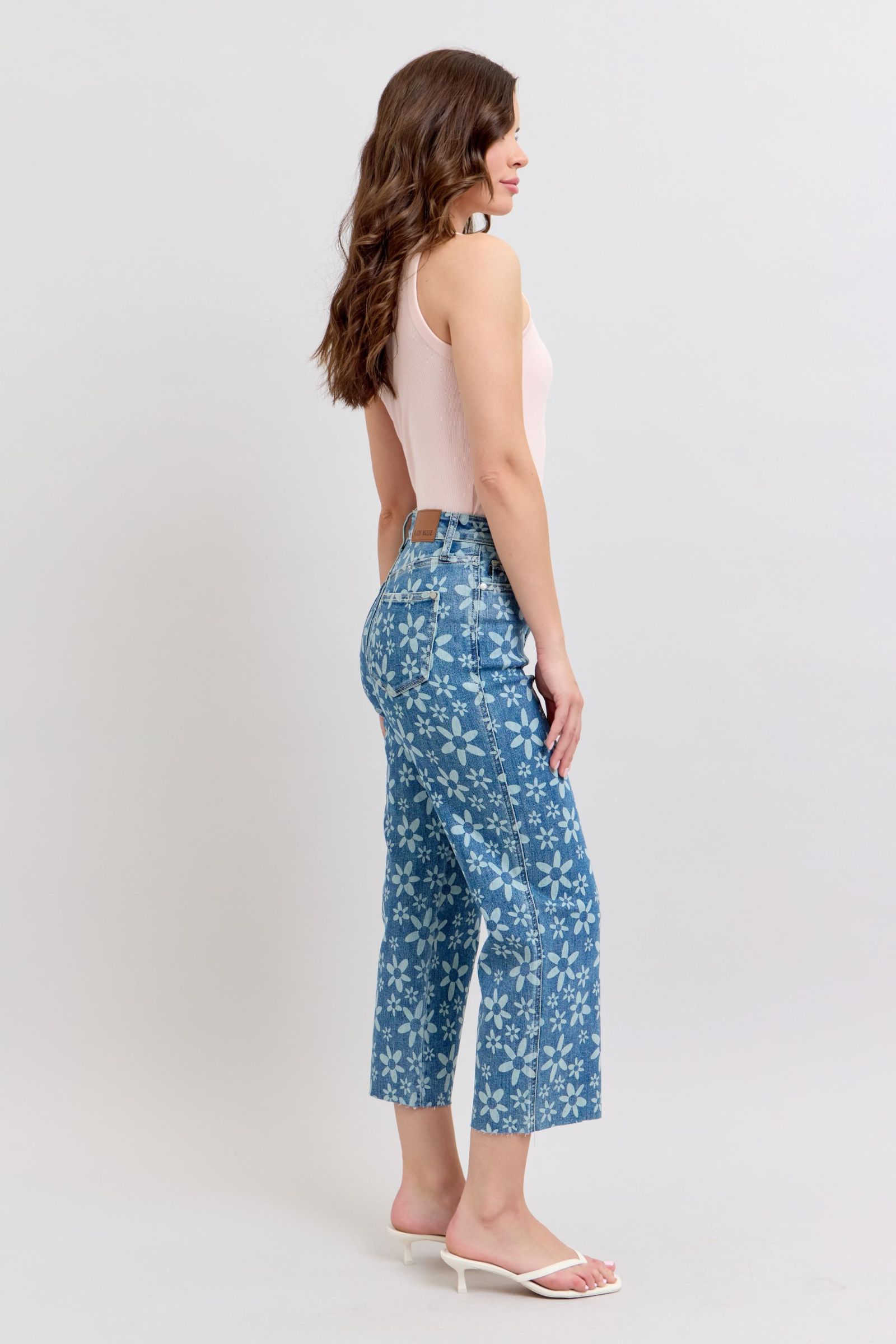 Judy Blue High Waist Flower Print Crop Jean