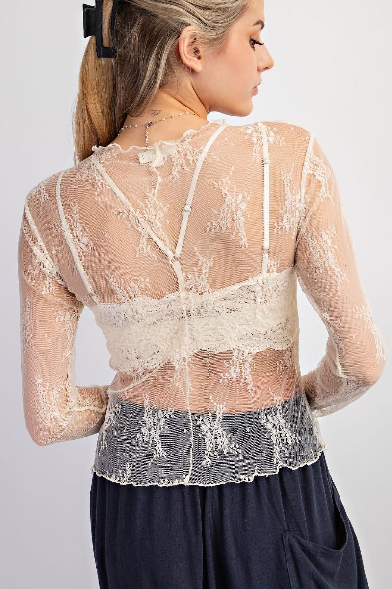 Ivory All Over Sheer Lace Top