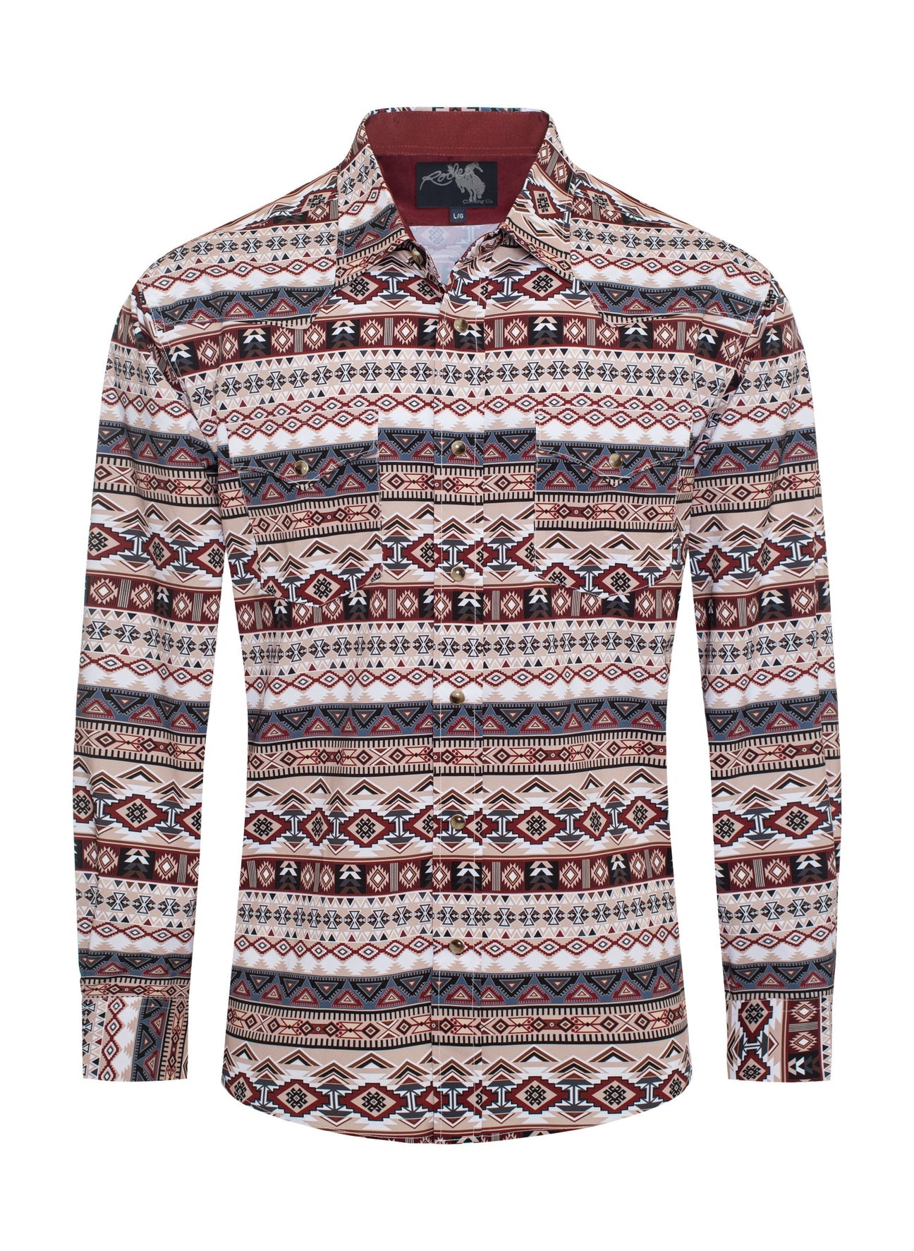 Men's Western Pearl Snap Aztec Print Shirt