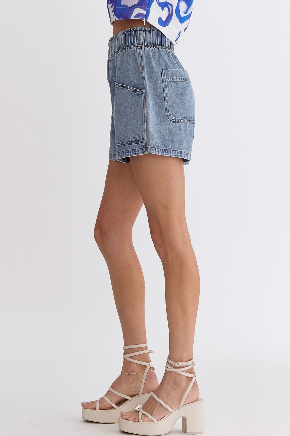 Light Denim High Waisted Shorts