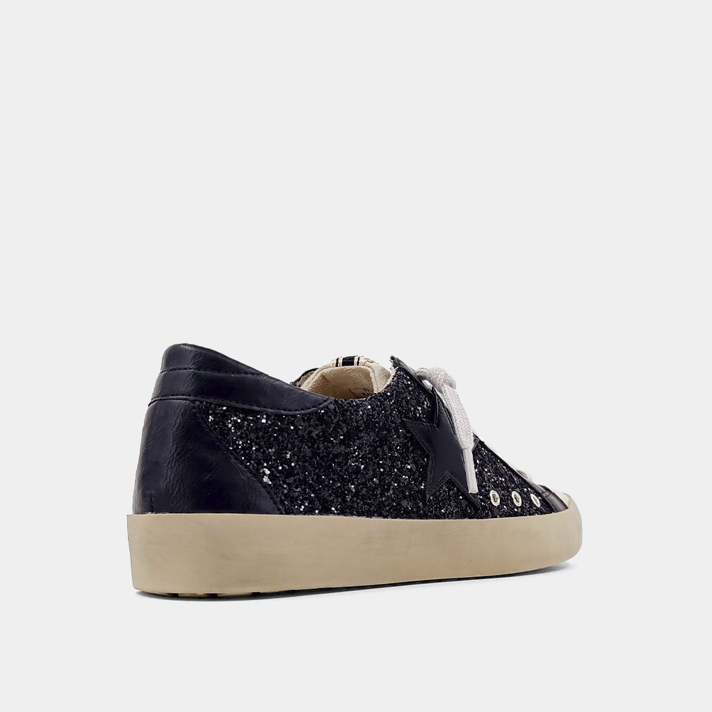 Paula Black Shimmer Sneaker by SHU SHOP