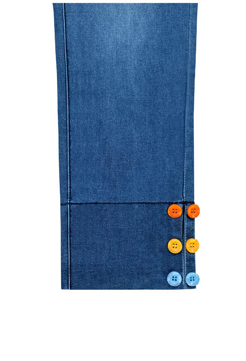 Classic Zip Up Capri Jean by Ethyl w/ Colorful Buttons