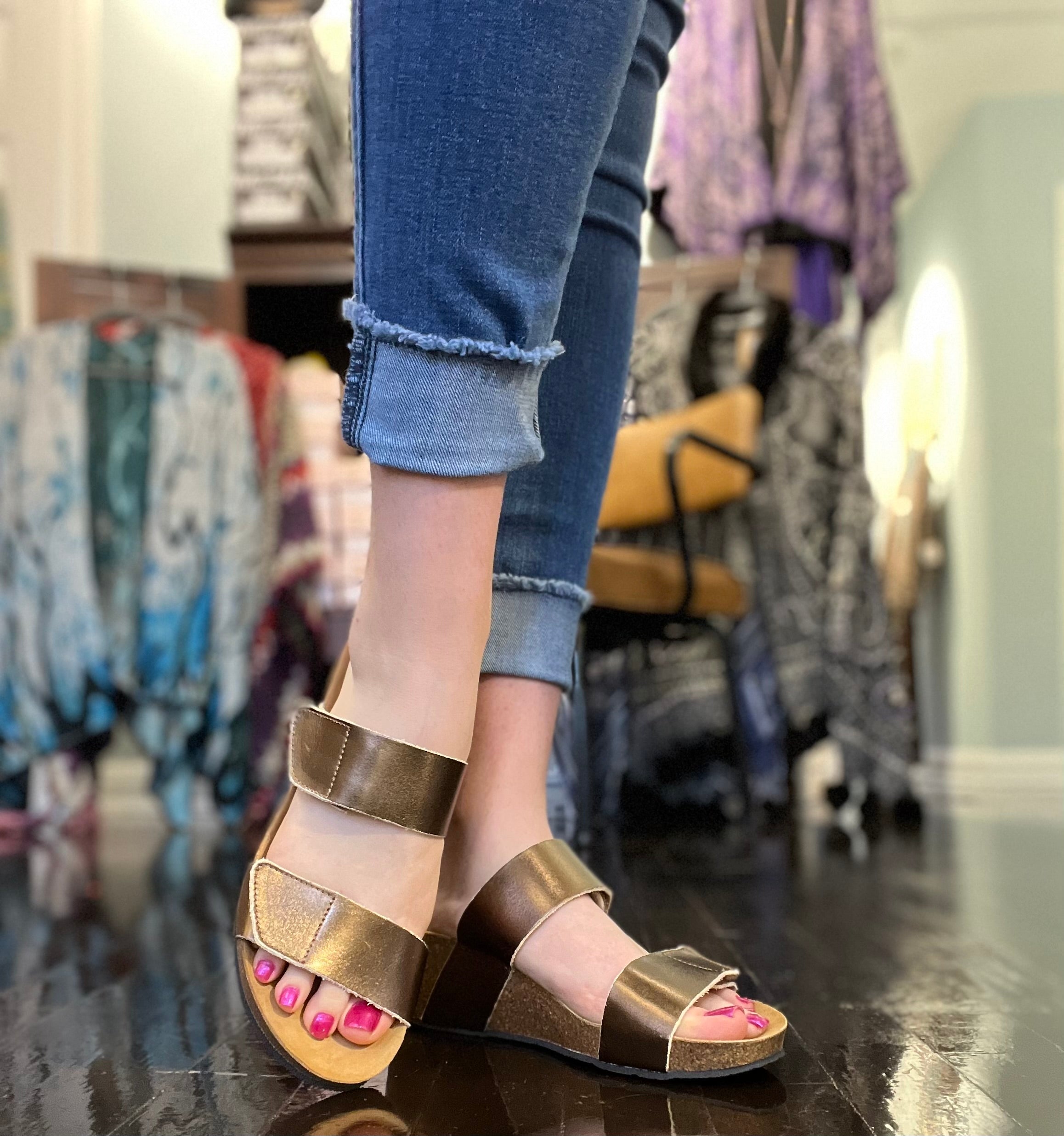 Eric michael deals wedge sandals