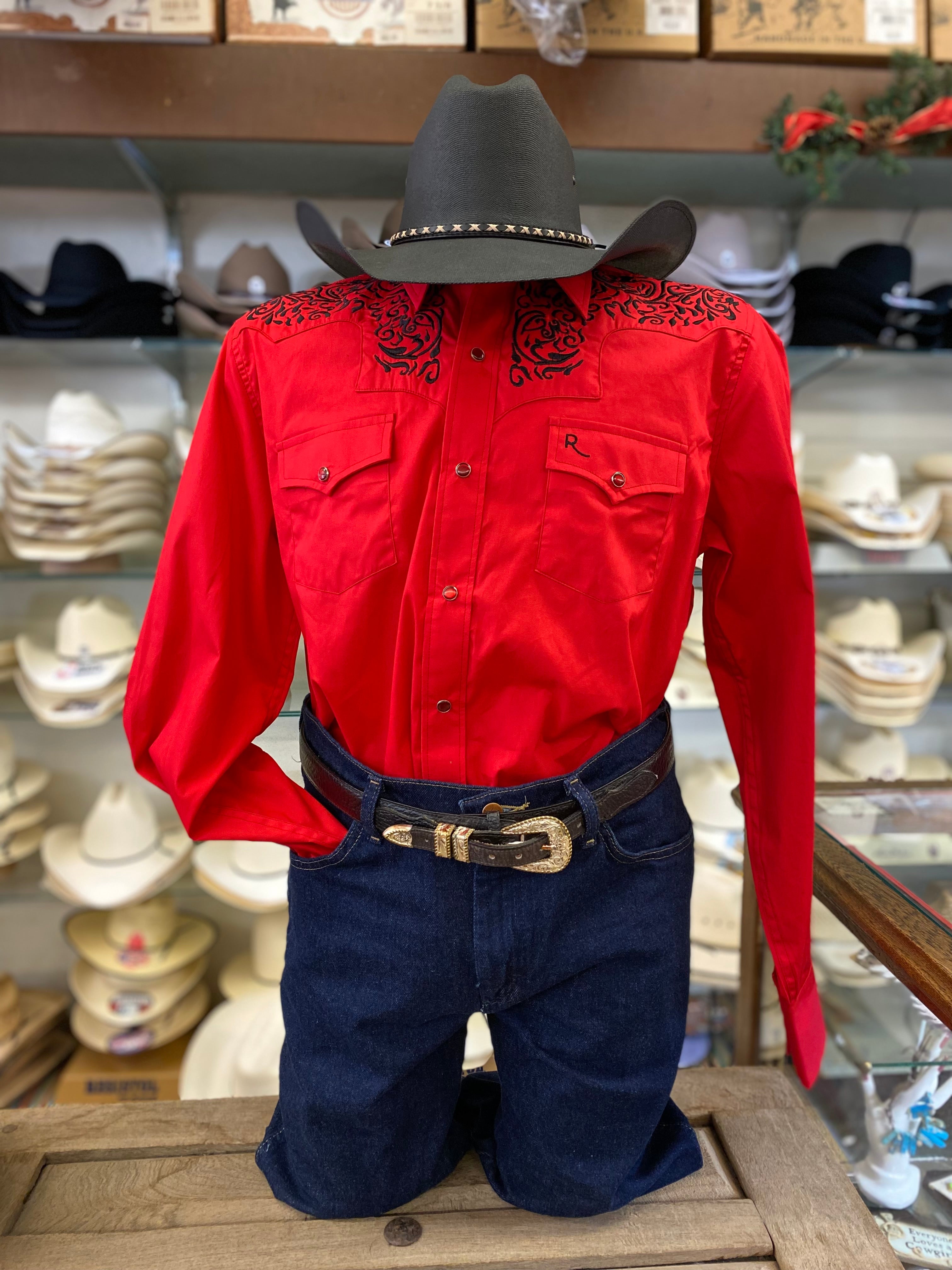 Red and black western on sale shirt