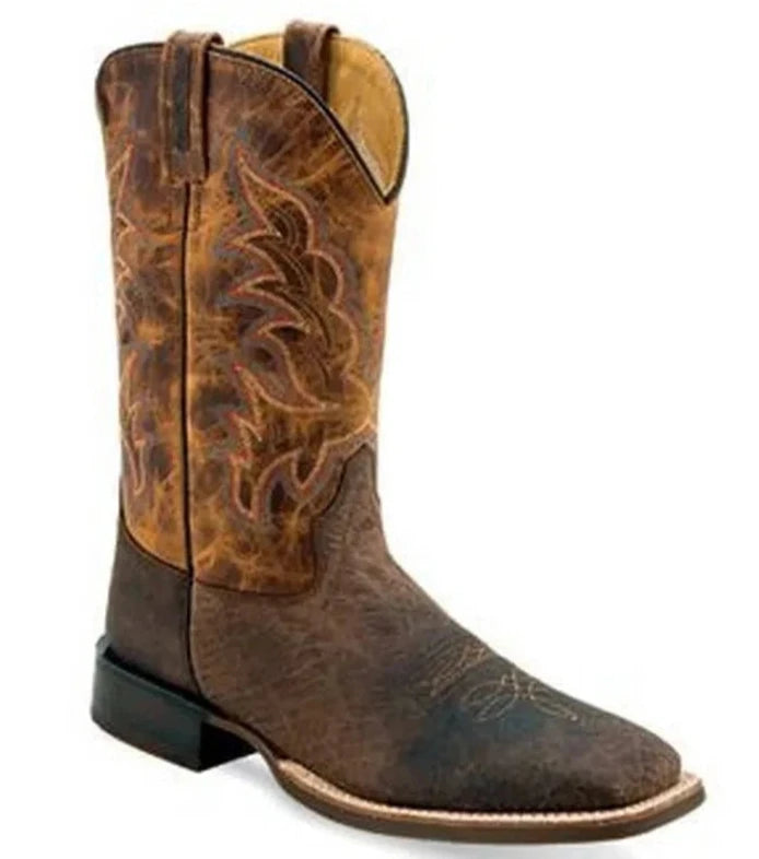 Distressed Brown Square Toe Leather Boot