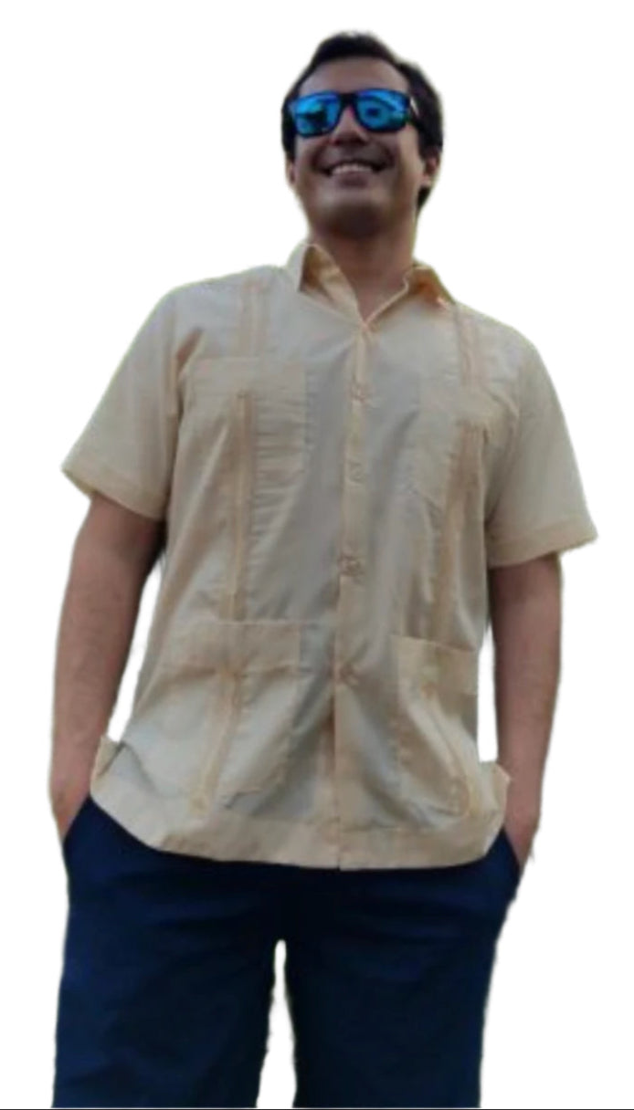 Men's Short Sleeve Ecru Guayabera